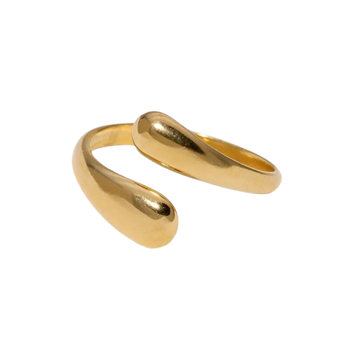 Anillo Abierto Ajustable Acero inoxidable - Diseño Gota Dorado