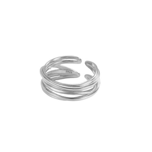 Anillo Abierto Ajustable en Plata de Ley .925 – Diseño que Envuelve